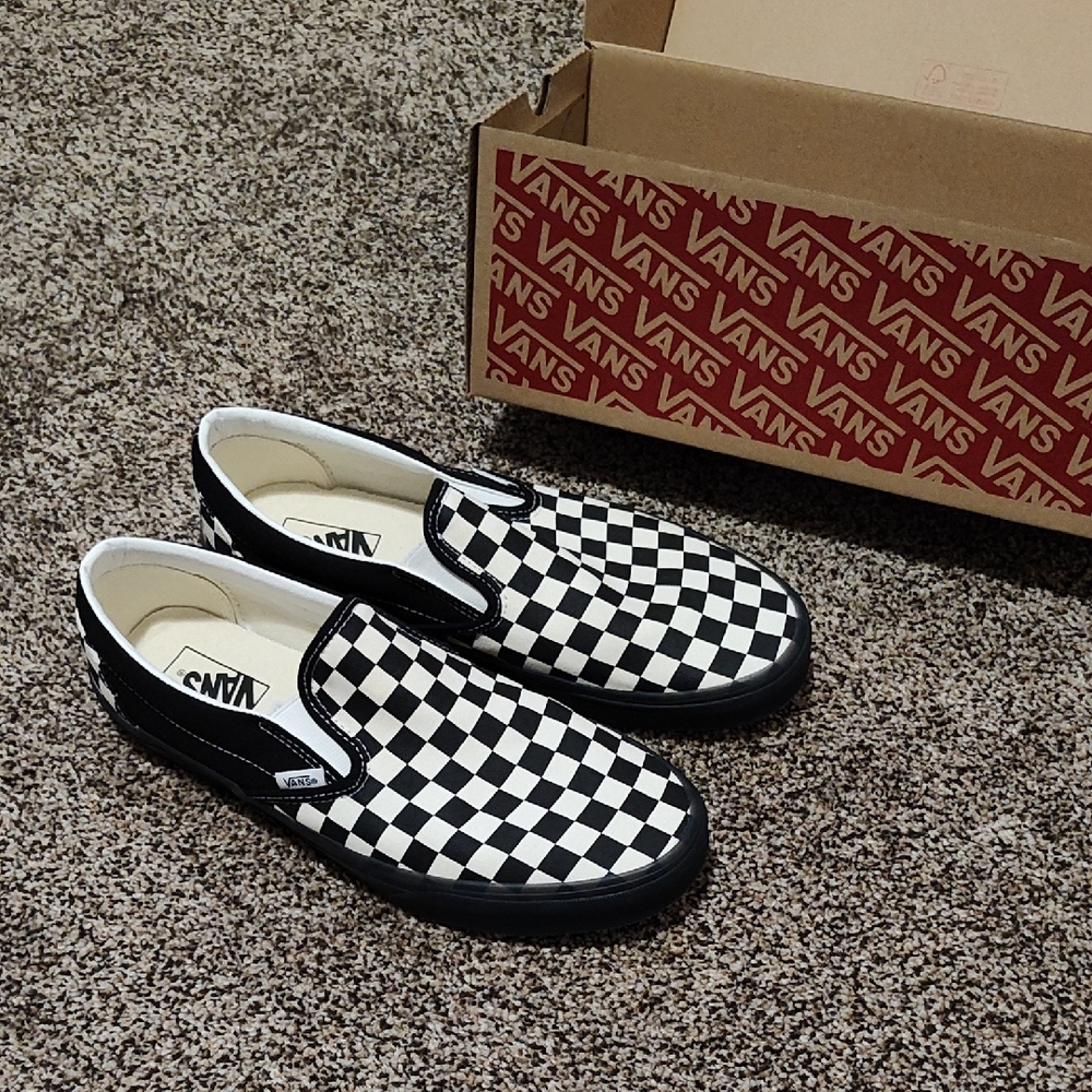 Vans Checkerboard Slip-On Loafers - Black & White